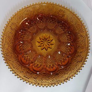Amber colored deviled egg plate 12 in. Duncan and Miller Glass Co.